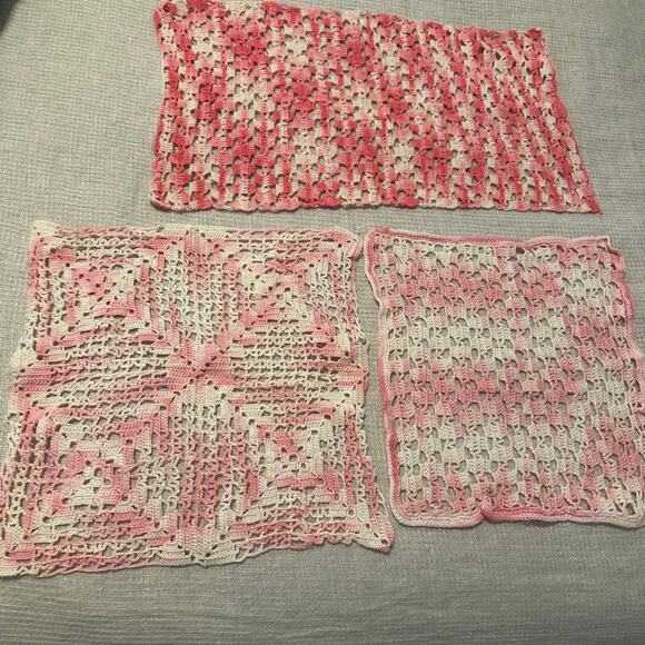 Set of 3 Handmade Crochet Assorted Pink Doilies | Cottagecore - Picture 1 of 7